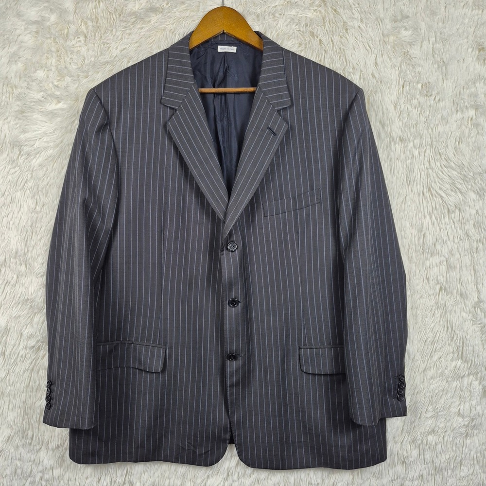 Brioni Millennio Pinstripe Wool Blazer Mens 50R Charcoal Grey Barneys Italy